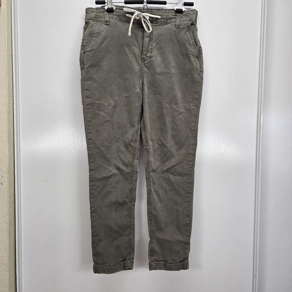 Paige Army Green Jeans Size 29 Christy Cropped Chino Joggers Elastic Waist Pants